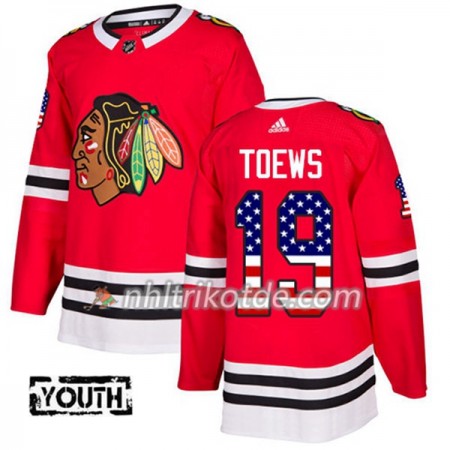 Chicago Blackhawks Trikot Jonathan Toews 19 Adidas 2017-2018 Rot USA Flag Fashion Authentic - Kinder
